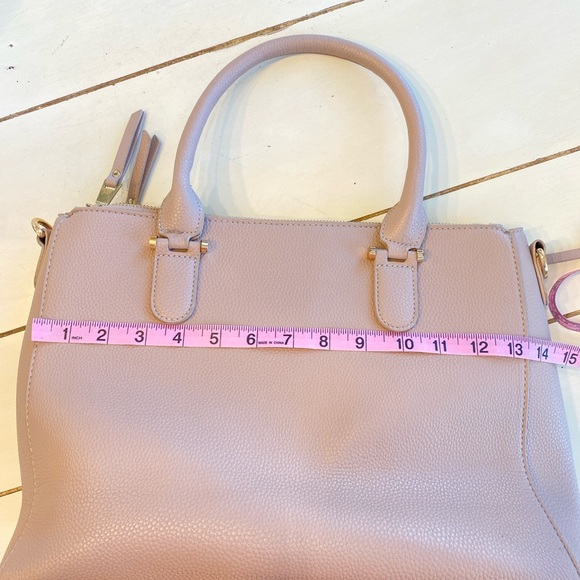 Madison West Pink Satchel Bag Large 13x10 PU Leather Removable Strap Minimalist - Picture 6 of 16